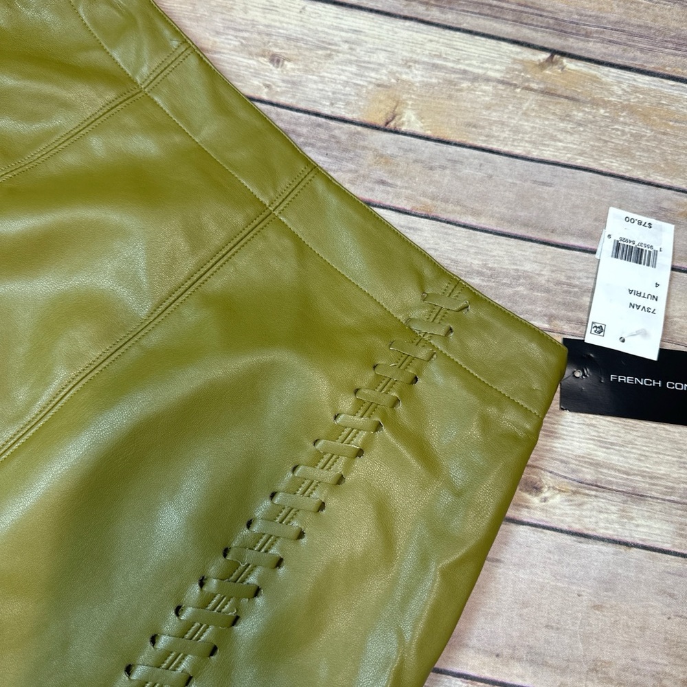 French Connection Crolenda PU Leather Nutria Stitch Mini Skirt Size 4 - Picture 7 of 8